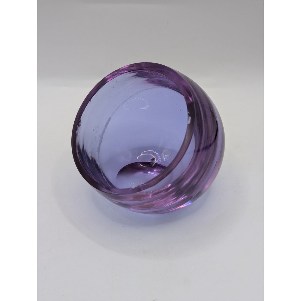 Crystal Rhestrich Neodymium Alexandrite Color Shift Art Glass Tilted Bowl Purple